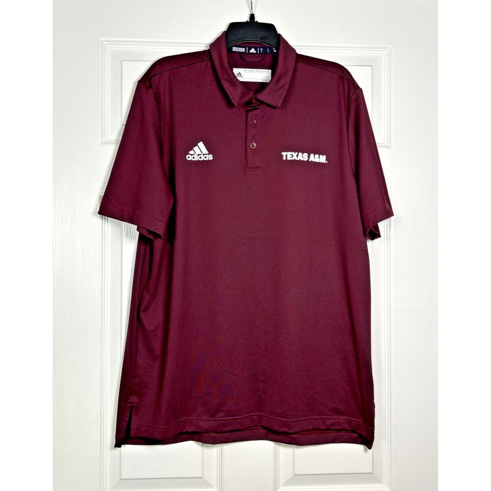 New Texas A&M Aggies Adidas Logo Campus Polo Shirt Men's L Maroon NWOT